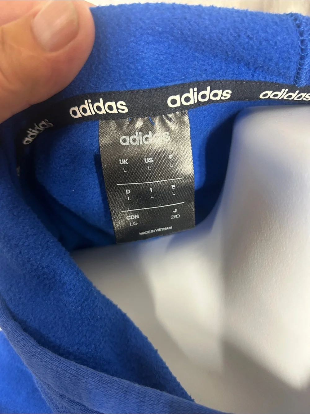 adidas Men’s Royal Blue Crewneck Hoodie with White Logo